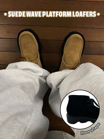 (Natural cowhide) SUEDE WAVE PLATFORM LOAFERS